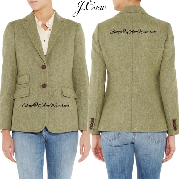 J.Crew sage green herringbone wool Hack ing jacket shop@iamwarrior - Picture 5 of 16